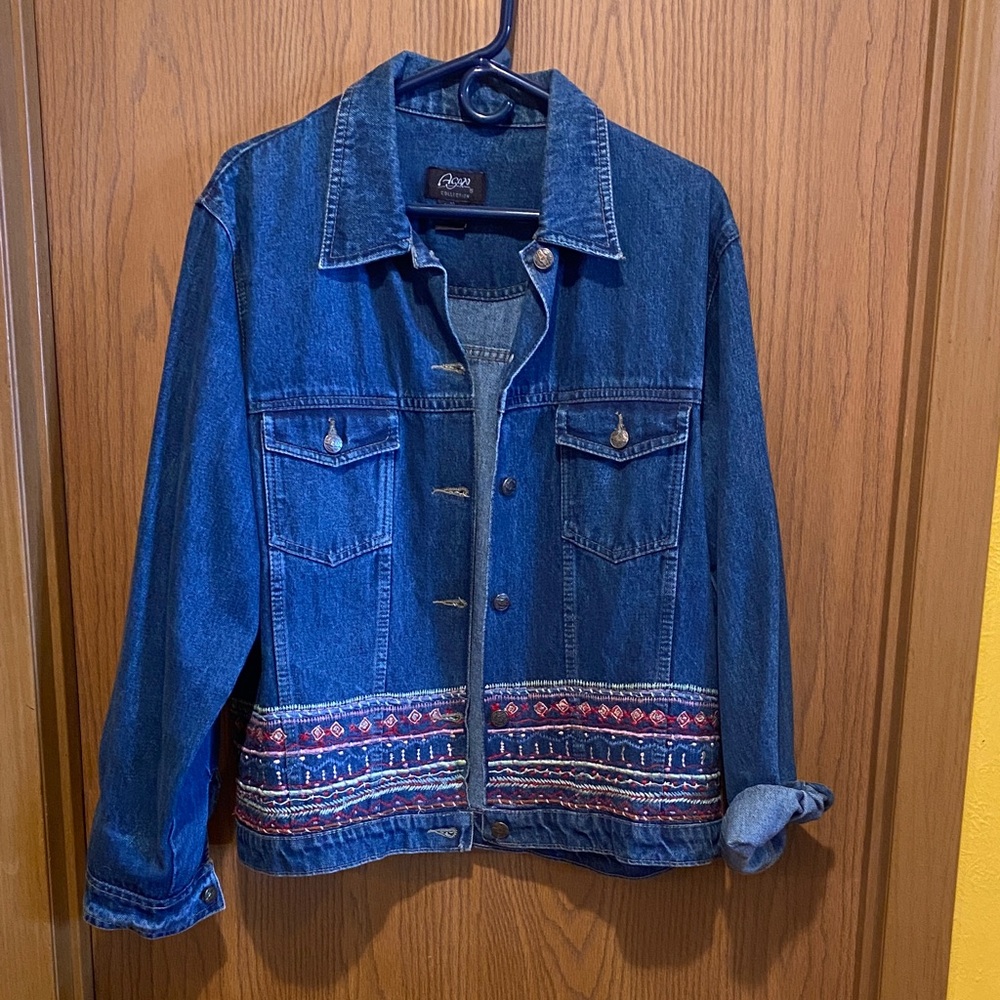 Agapo Dark Blue Denim Jacket with Gold Button